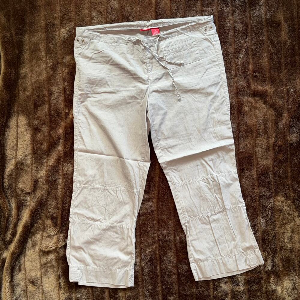 Mossimo M Taupe 100% Cotton Lightweight Drawstring Cropped Pants‎